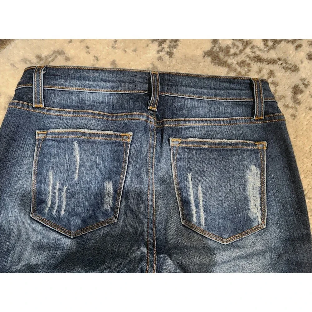 Judy Blue Womens Skinny Fit Jeans 8369-1 Blue Denim Frayed Hem 9/29 Boho Preppy - Picture 8 of 8